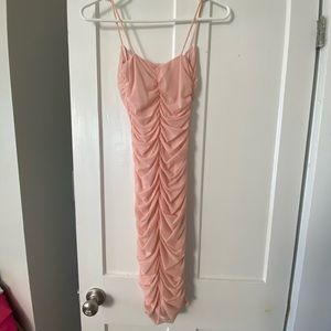 Baby pink ruffled mini dress
